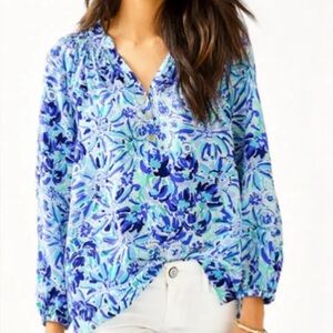 Lilly Pulitzer Vibrant Blue Floral Blouse